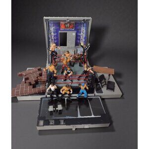 Jakks WWE Wrestling Micro Aggression Crash & Bash Ring 12 Figures Missing Some